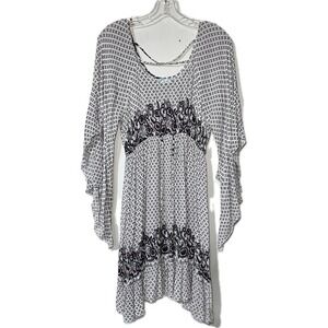 Anthropologie‎ J. Gee White Dress Bell Sleeve Mini Bohemian Size S